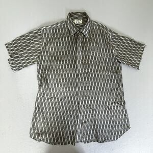 Cambio Italia Men’s Medium 100% Silk Short Sleeve Button Up Geometric Shirt